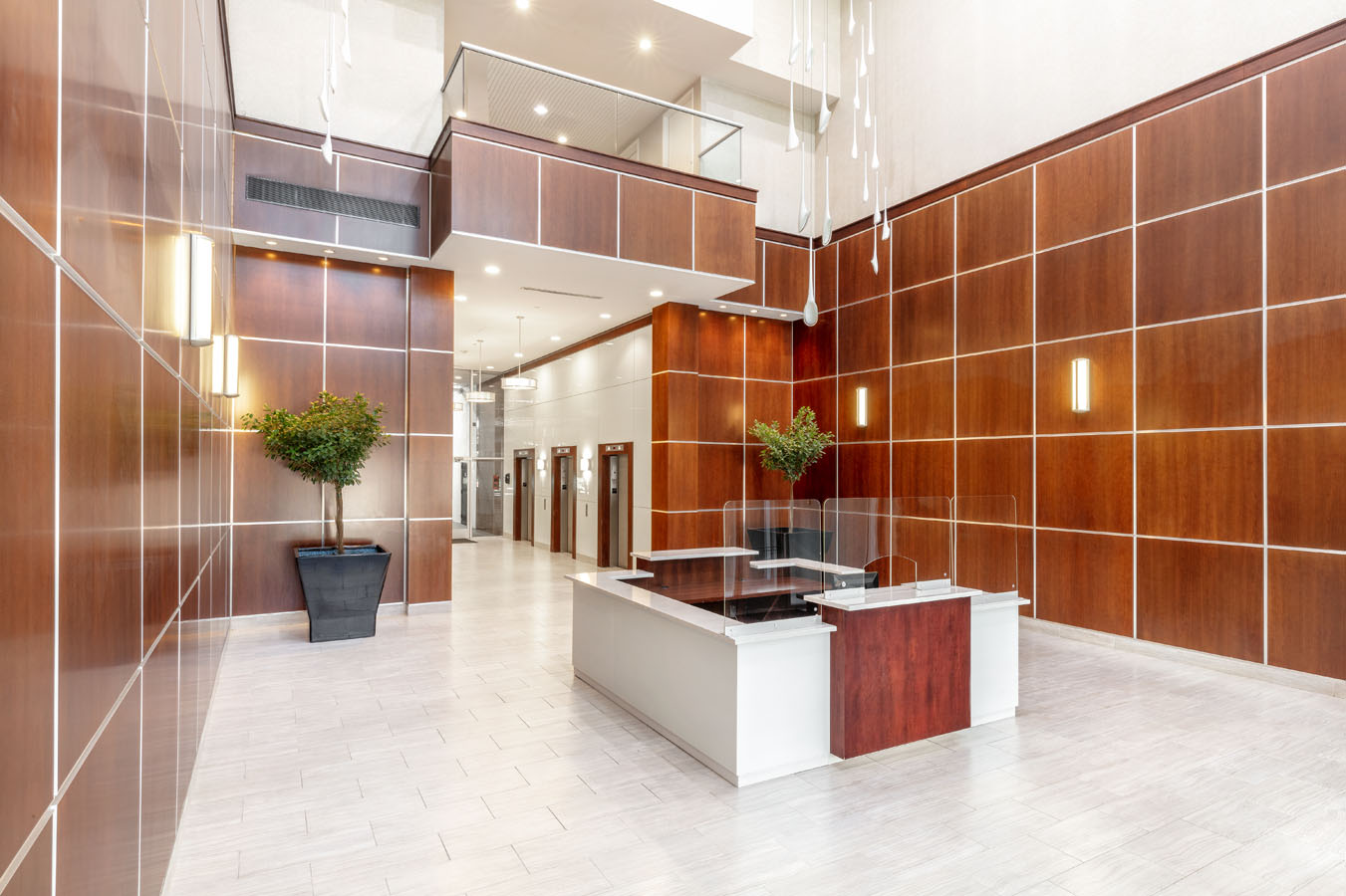 The atrium of a business center near Fort Lee, NJ